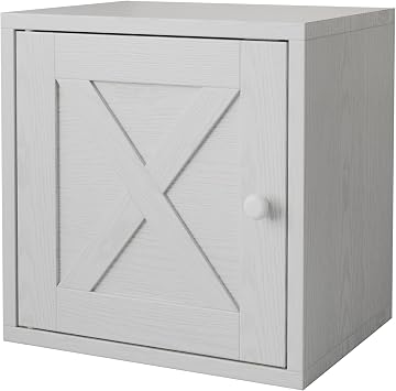 FUSUNBAO Magic DIY Cube Storage Organizer Stackable Cubes for Home Books Clothes Toy-Modular Cubby Storage System-Office Cubical-Bookcase Closet Pure White-Washed, Door Cube