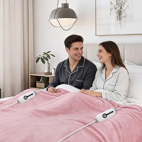 Miniatura 33 de Manta térmica eléctrica de franela Full Size de 72"x84", acogedora y cálida para toda la noche, 5 ajustes de calor y 10 horas de apagado automático,