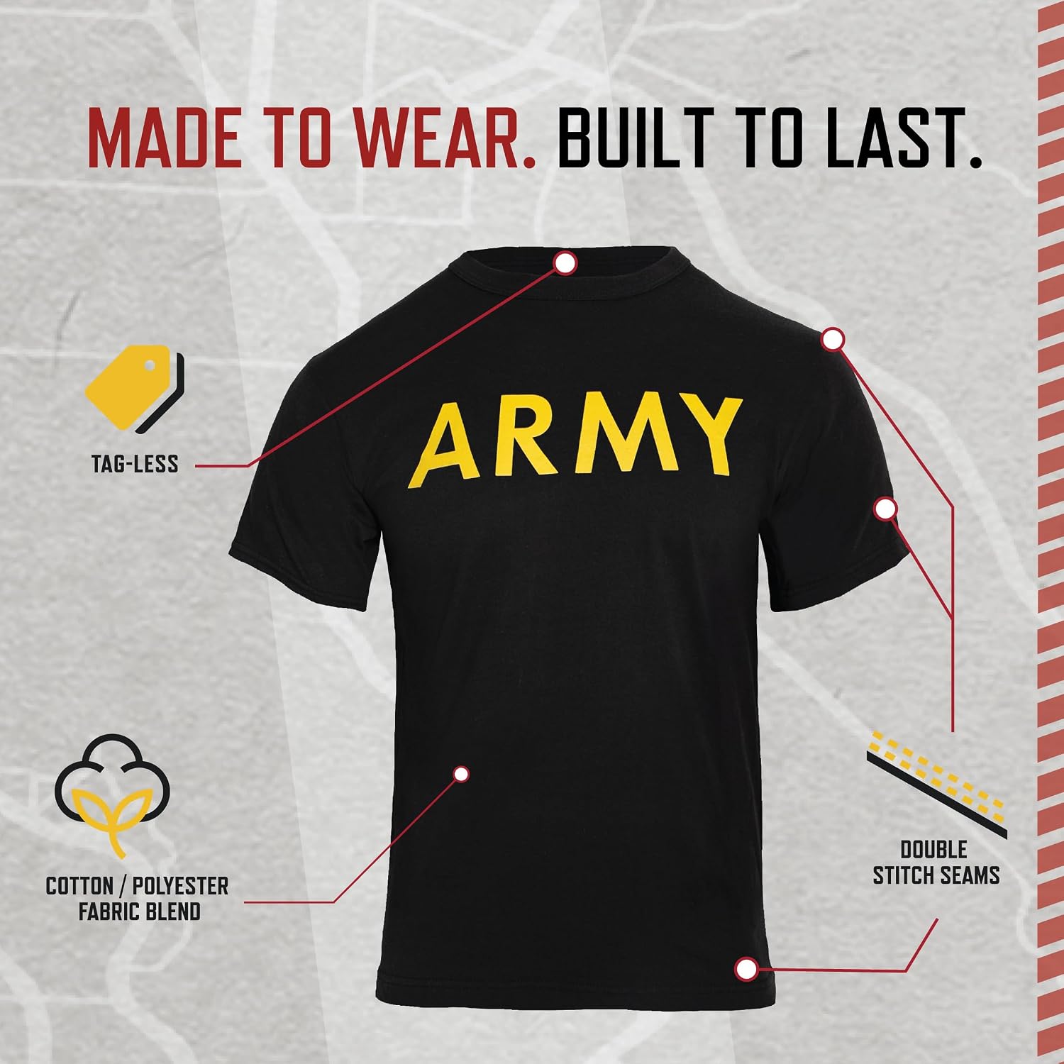 Rothco Army Physical Training PT Shirt – Mens Athletic Gym Workout Exercise Short Sleeve Crew Neck Tee Shirt – Black