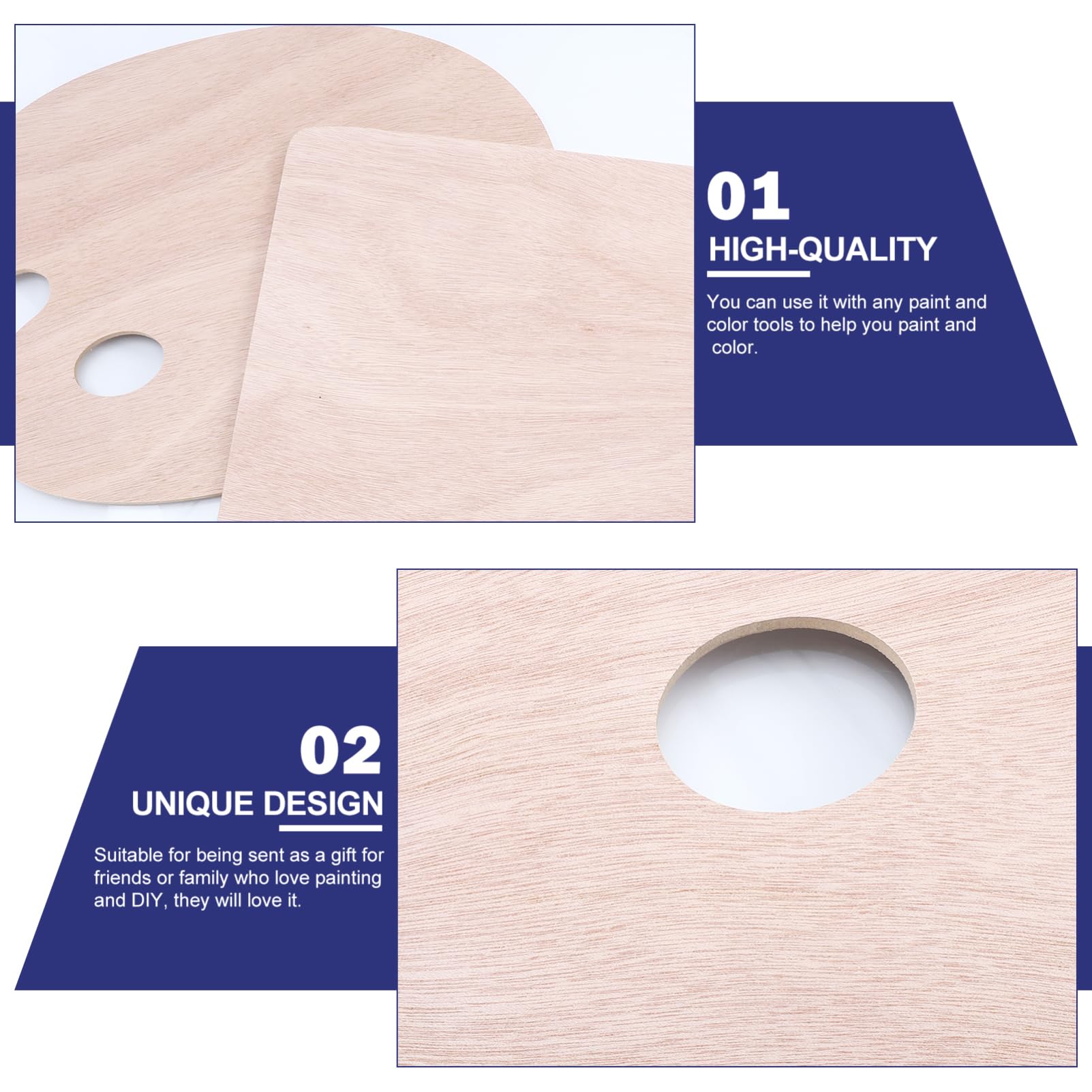 Palette de Peinture à l'huile en Bois Poignée, 2 Pcs