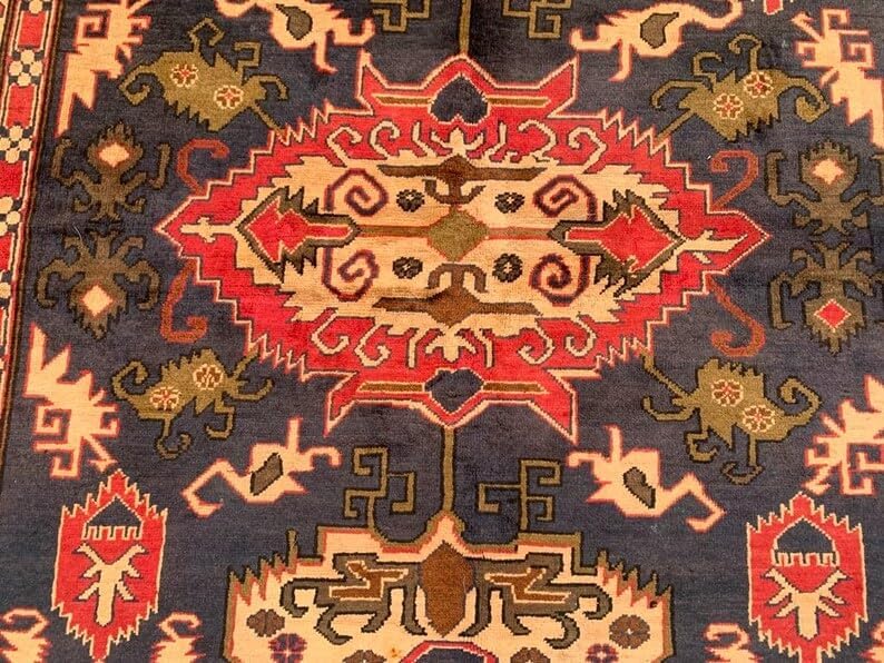 6 x 10 ft Afghan Hand Knotted Bokhara Wool Area Rug - (292 x 195 cm) Medallion Pattern for Elegant Home Décor