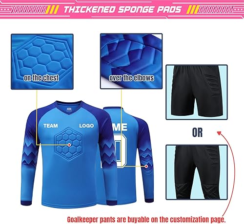 Miniatura 3 de ORYG Camiseta de portero de fútbol acolchada personalizada para niños, jóvenes y adultos con número de nombre