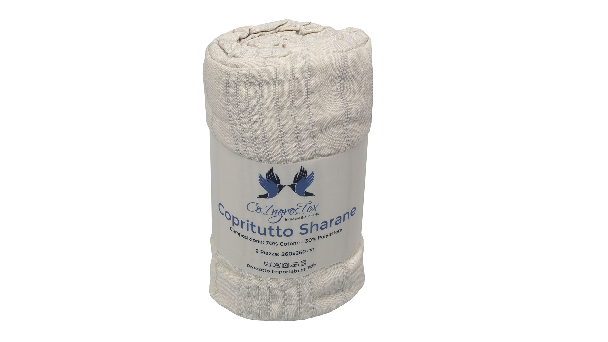 BIANCHERIAWEB Telo Arredo Copridivano Multiuso Copritutto Misto Cotone Modello Multirighe 220x260 Silver