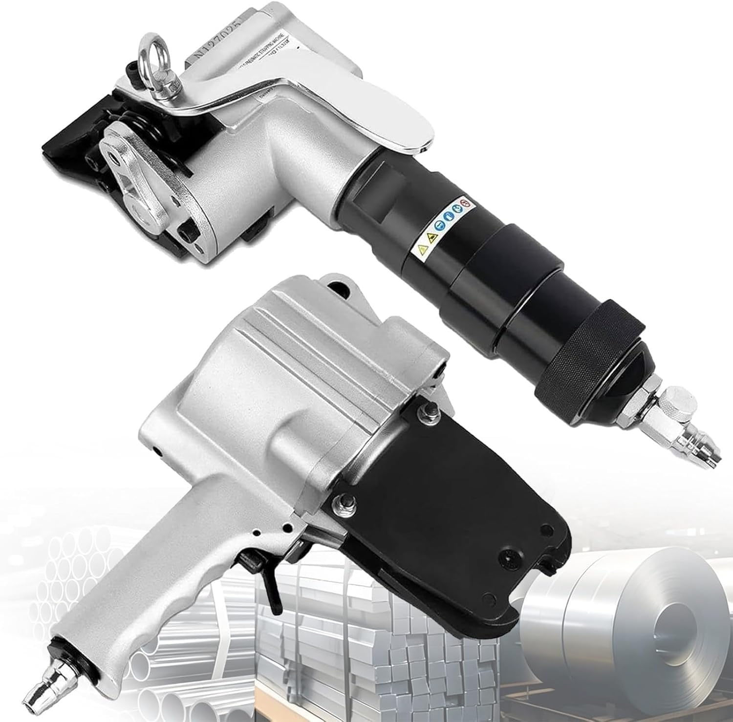 Hrxllb 32Mm/1.26In Pneumatic Steel Strapping Machine For 1.25In Width Metal Belt, Heavy Duty Air Combined Split Banding Tool, Tensioner And Cutter Sealer For High Tensile Packaging()