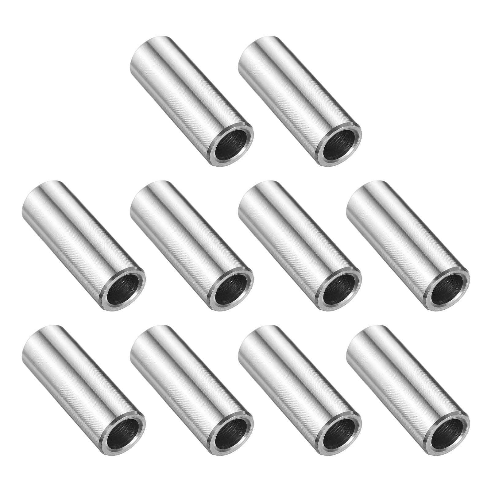 uxcell 10 Pcs Stainless Steel Spacer 1/4" Bore x 3/8" OD x 7/8" Length Screw Bushing Plain Finish Round Metal Spacer for 1/4" Screws Bolts and Rods