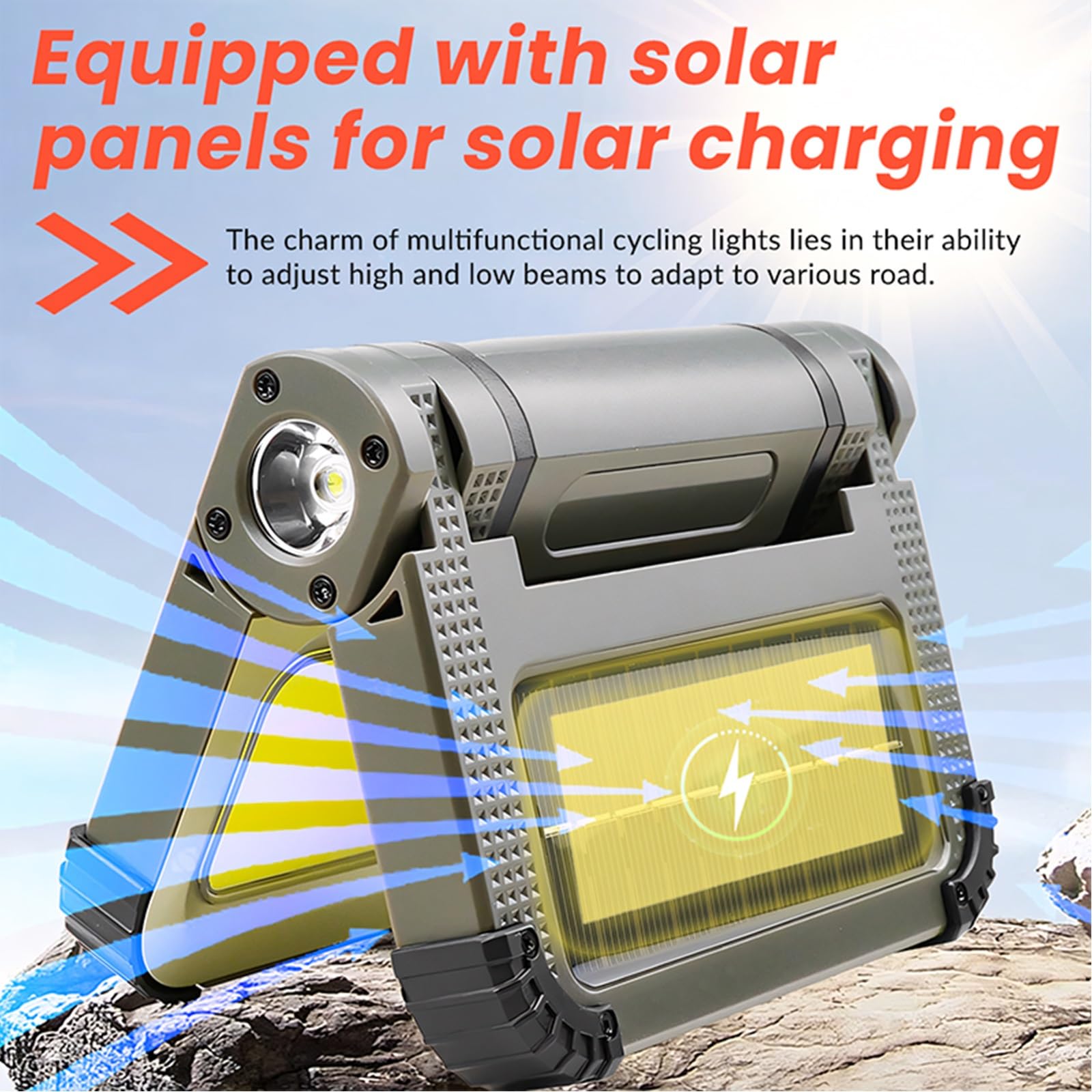 Lampe de Camping LED Pliable, Lanterne Multifonctionnelle, Rechargeable Par USB et Énergie Solaire, Intensité Réglable, Socle Magnétique, Étanche