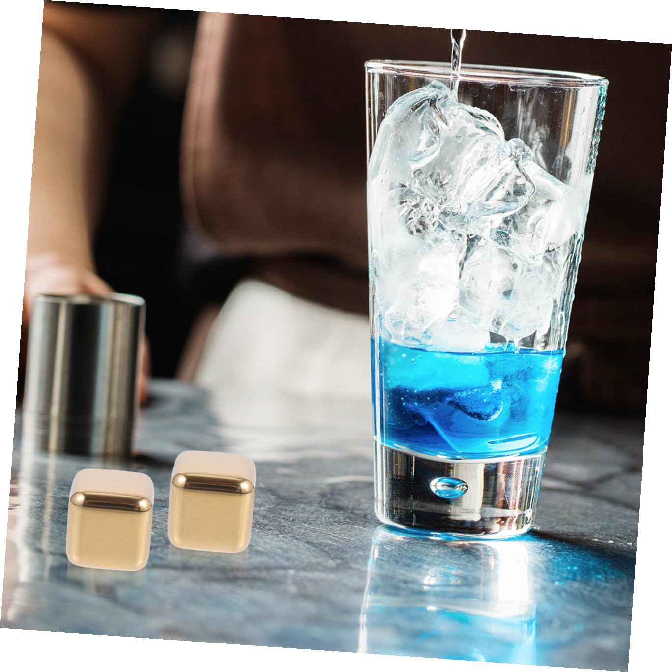 LIFKOME Cubitos de Hielo Reutilizables sin Aguar Congelación Rápida y Diseño Duradero de Acero Inoxidable Dorado para Enfriar Bebidas para Uso Hogar
