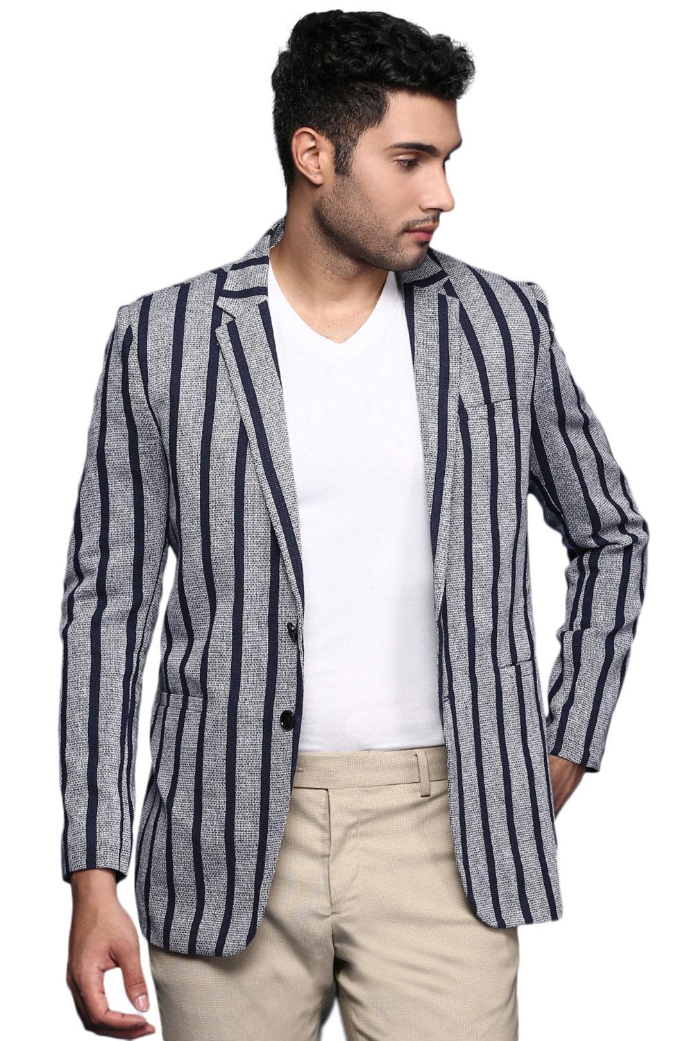 showoffff SHOWOFF Men's Grey Slim Fit Single Breasted Blazer-SOBLZ-37A_Grey-picture-38