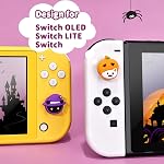 DLseego 4Pcs Bouchons de poignée pour commutateur Nintendo, Bouchons en silicone doux pour contrôleurs Bouton Joy Con Lite & OLED-Orange Violet