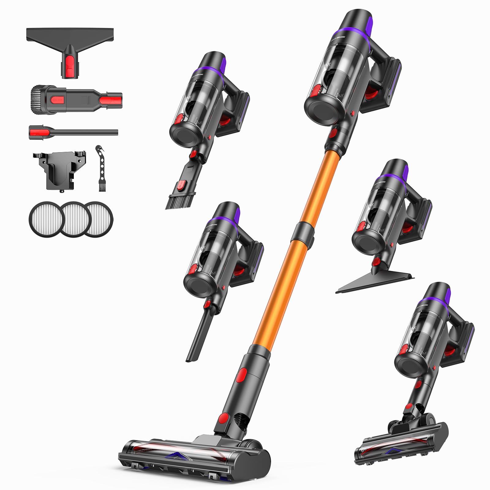 Photo 1 of TechRise Cordless Vacuum Cleaner, 500W/45Kpa Stick Vacuum for Home, Anti-Tangle Brush & 8-in-1 Self-Standing, Up to 60Mins Runtime Lightweight with LED Display for Hardwood Floor,Carpet,Pet Hair