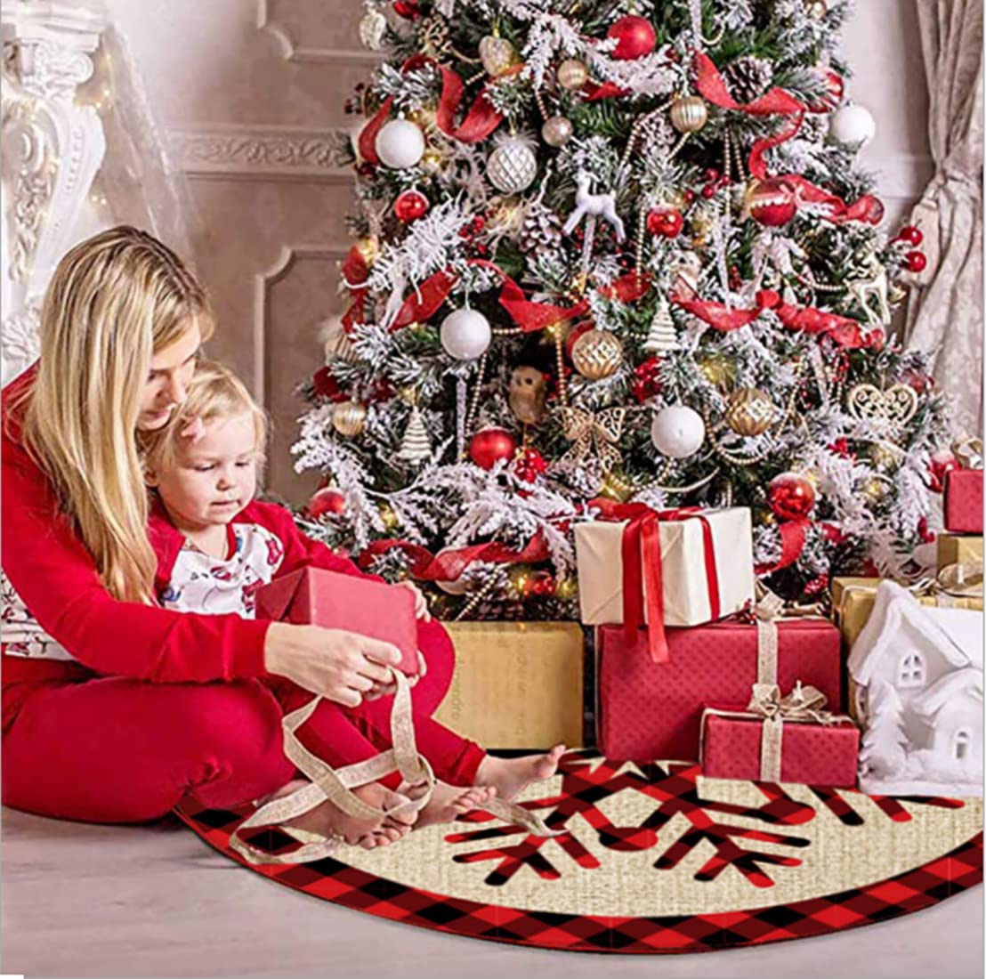 Weihnachtsbaumdecke 90cm Rot - Baumrock Für Tannenbaum Dekoration