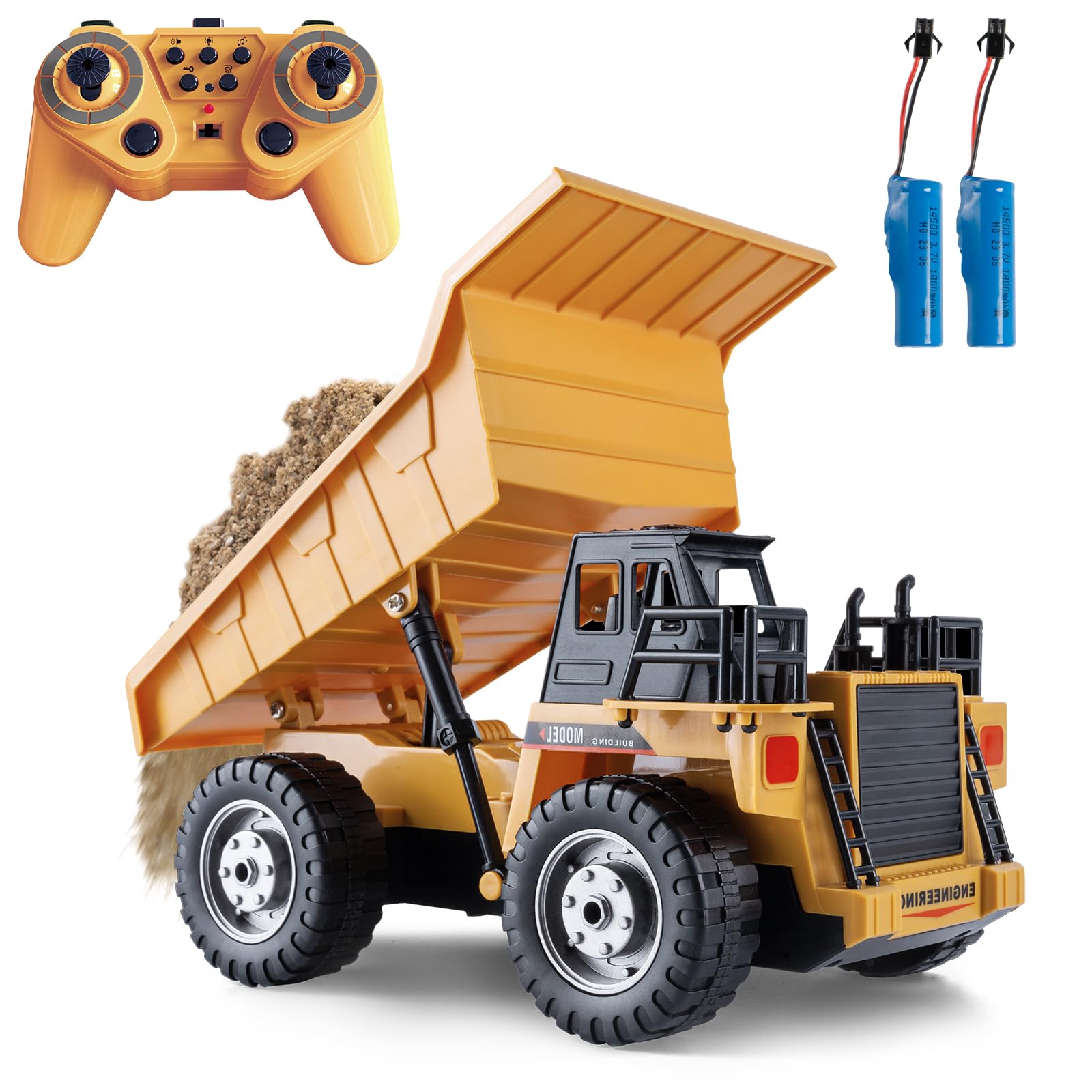 RC Dump Truck Toys for Boys, 11 Channel Remote Control Dump Truck, RC Construction Vehicles with Sound and Light, Perfect Dump Truck Set Toy for Boys 6 7 8 9 10 11 12