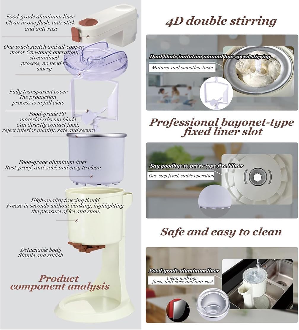 1000ml 家庭用アイスクリームメーカー、ミニフルーツソフトクリーム