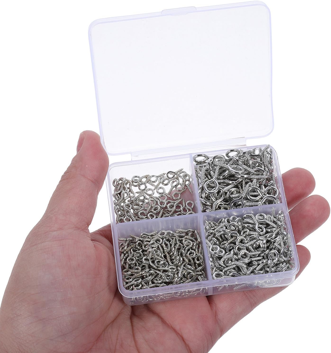 700pcs Mini Screw Eye Pins for Jewelry Making, Silver Metal 9 Shape