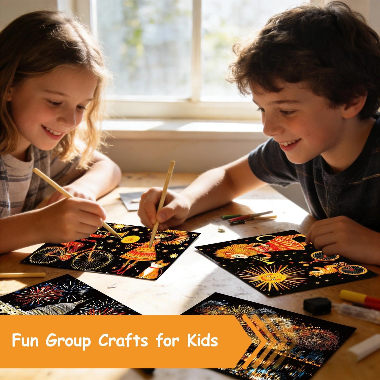 20pcs A4 Scratch Art Paper, Adult & Kids Craft Scratchboard Kit with 20 Card Scraper - Image 4