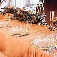 Vista 5 de Dandat 100 platos de carga redondos transparentes de 13 pulgadas de plástico para cena, platos de servicio decorativos con borde de cuentas