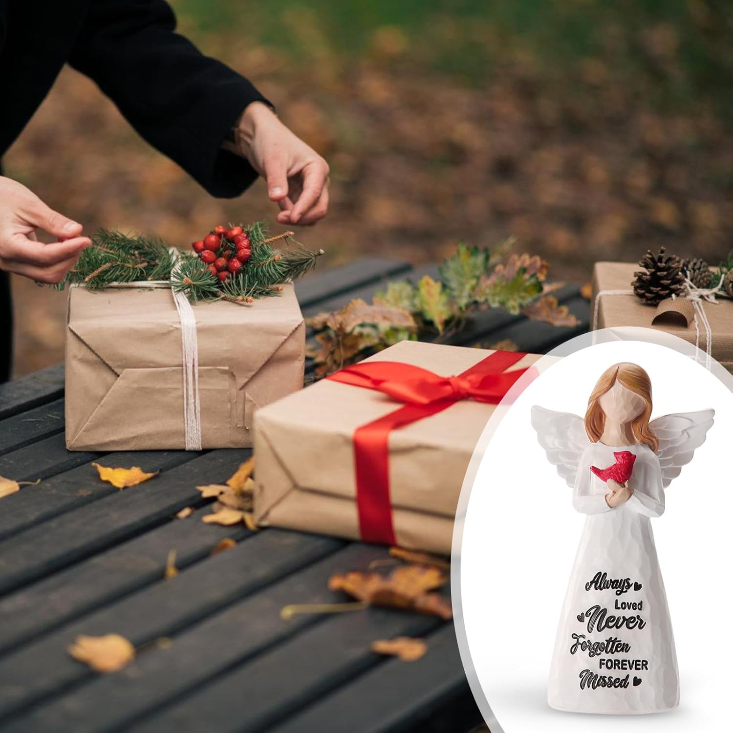 Cardinal Gifts for Women -6 inch Memorial Gift, Cardinal Decor,Sympathy Gifts for Loss of Loved One,Grief Gifts for Women, Resin Home Decor Sculpted Hand-Painted Angel Figurine - Image 6