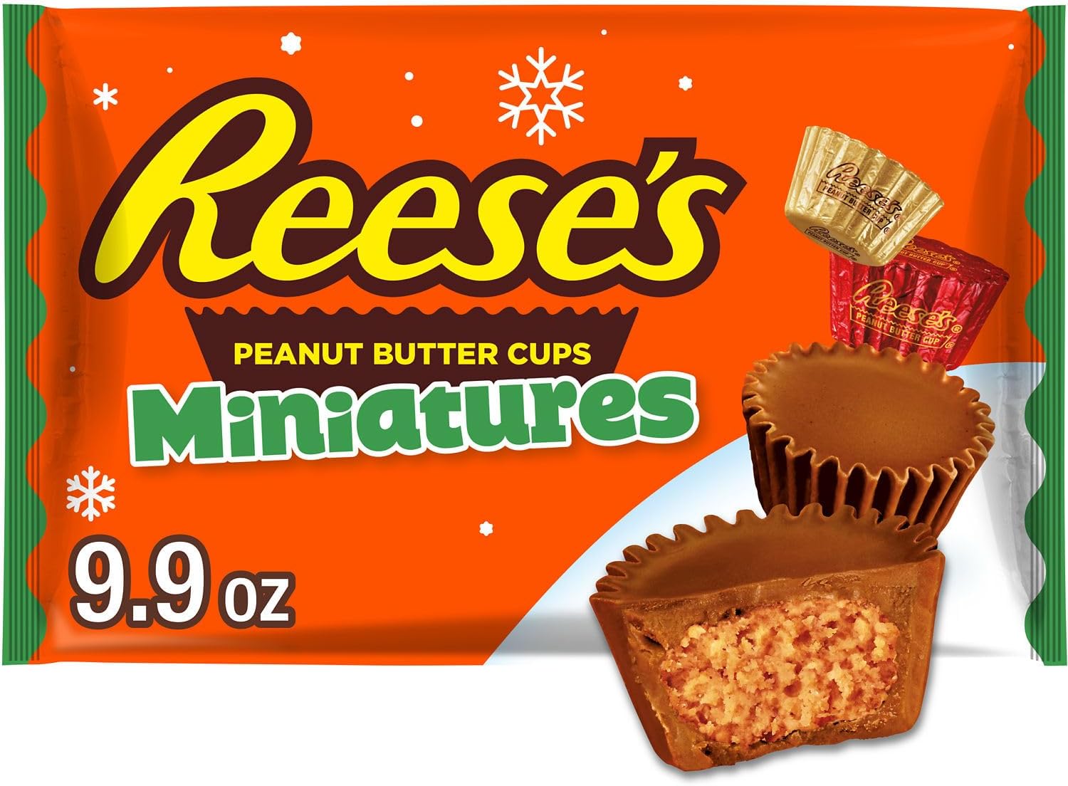 Miniatures Milk Chocolate Peanut Butter Cups, Christmas Candy Bag, 9.9 oz