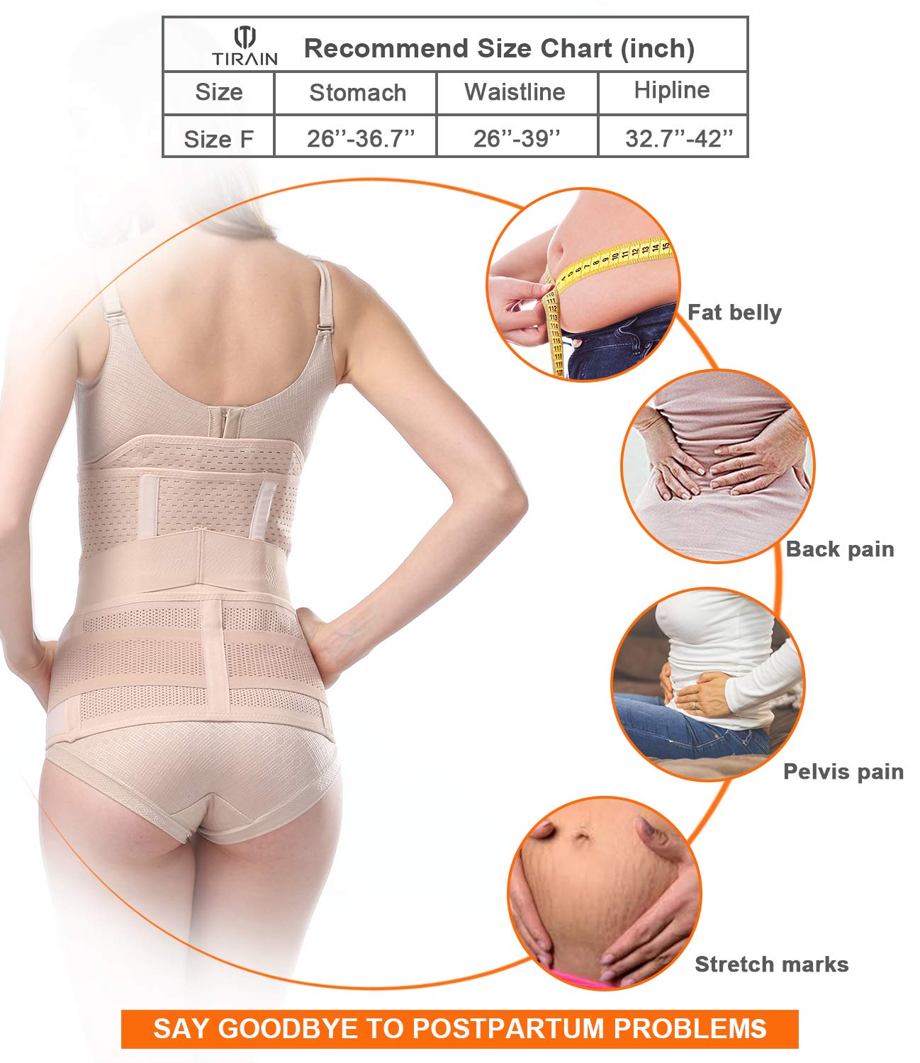 Faja Postparto Para Mujer Tirain - Reductora, Transpirable, Con Soporte Lumbar, Para Recuperación Después Del Embarazo