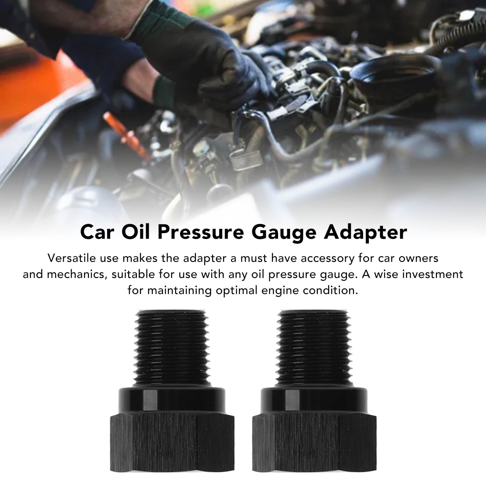 Engin Swap Adattatore Sensore Pressione Olio, 2 Pezzi 1/8 Pollici NPT Maschio a M10 X 1.0 Femmina Adattatore per Decollo Manometro Olio in Lega di Alluminio per Veicolo