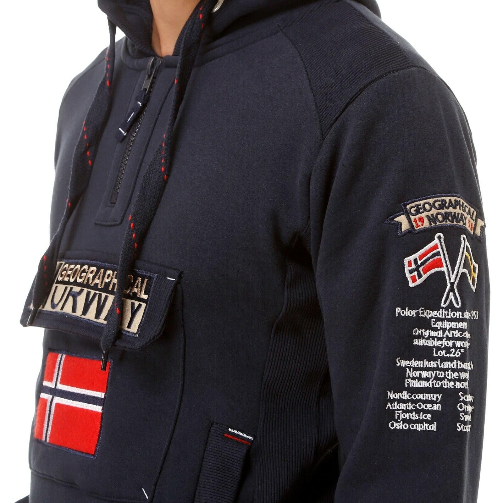 Geographical Norway Gymclass Men - Felpa Cappuccio con Tasca A Canguro Uomo - Felpa Pullover Hoody Caldo A Maniche Lunghe - Abito Ideale Primavera Estate Autunno Inverno