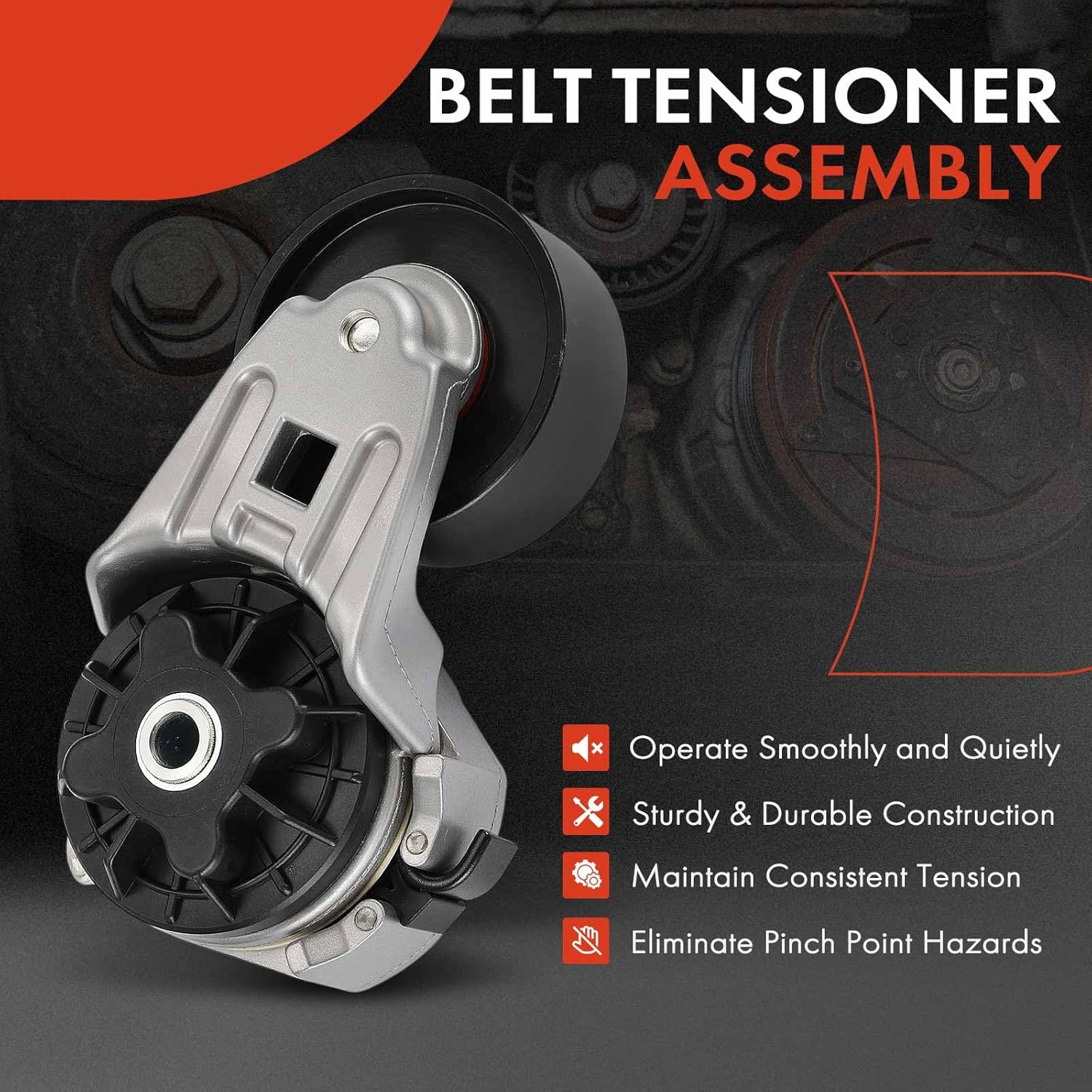 A-Premium Belt Tensioner Assembly with Pulley Compatible with Dodge Models - Ram 2500/Ram 3500 1994-2002, D250/D350/W250/W350 1989-1993, 5.9L, Fit Diesel Only, Replace# 3912254, 4429254
