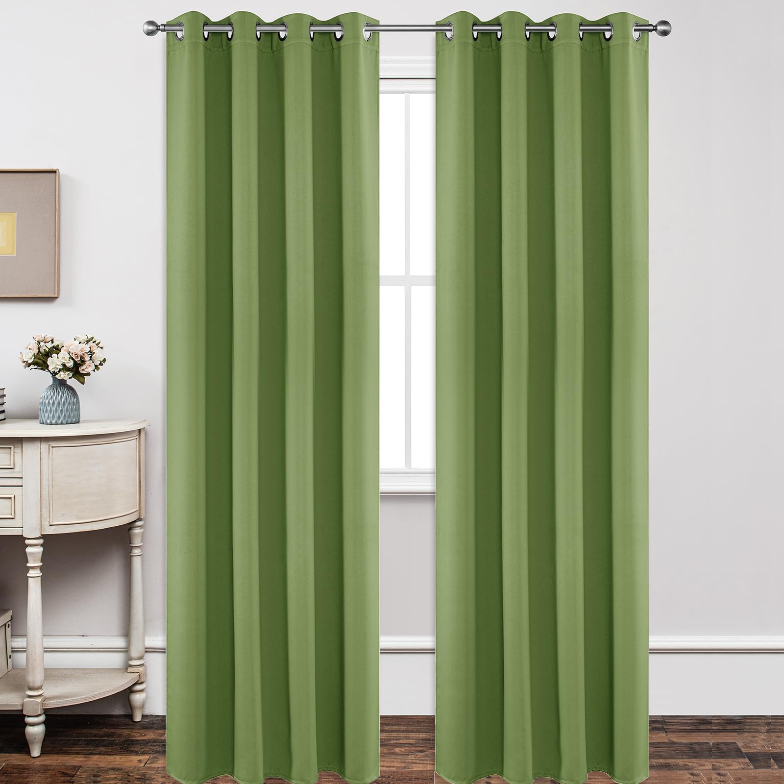 Joydeco Tende Oscuranti per Interni 2 Pezzi, Tende Termiche con Occhielli per Soggiorno Moderne, Cameretta Bambini, Camera da Letto Blackout Curtains(2xL140xA260,Verde)
