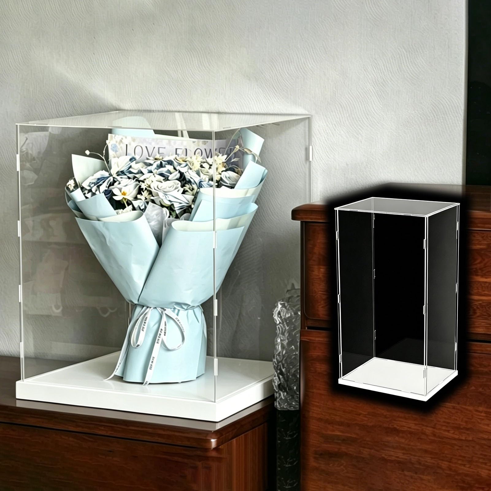 Vitrina de Acrílico Vitrina de Acrílico de 13 18 22 28 32 36 48 Cm de Altura. Caja de Almacenamiento Transparente Figuras, Miniaturas Maquetas. Contenedores Organizadores(35x35xH40cm/14x14x16in)