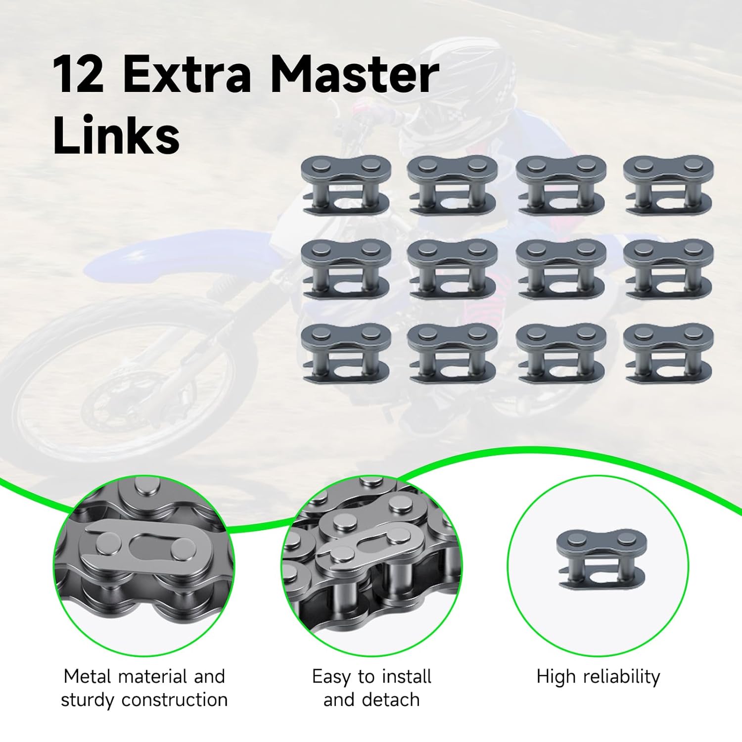 428 Chain 132 Link Compatible with 110cc 125cc 150cc Tao tao Rhino 250 Hawk 250 KLX140 TTR125 Pit Dirt Bike, 428 Motorcycle Chain for Apollo Boom Vader Chinese ATV Quad 4 Wheeler Go Kart Parts