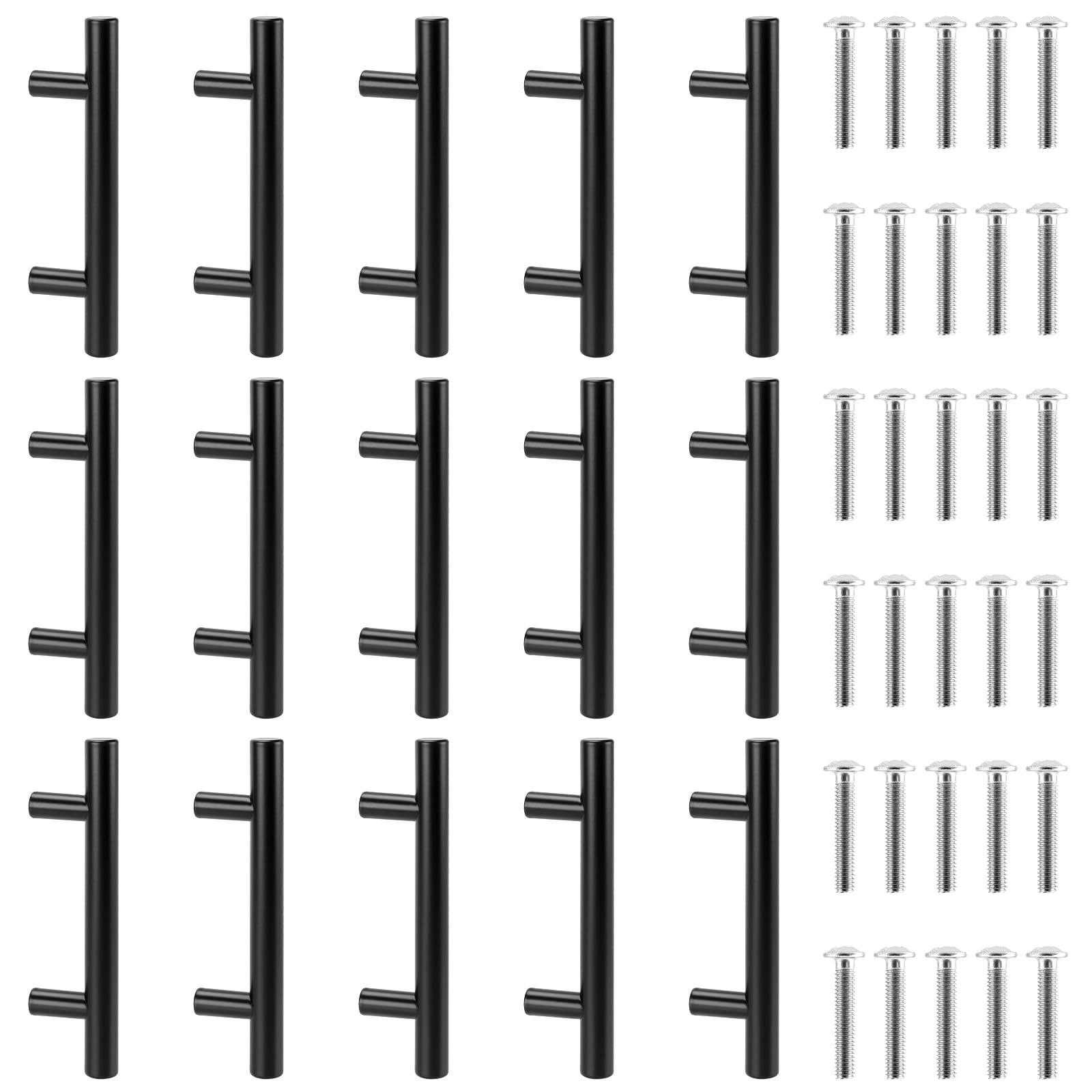 JIAYUET 15 Pack Black T Bar Cabinet Handles,76mm Stainless Steel Kitchen Cupboard Door Pull - Image 3