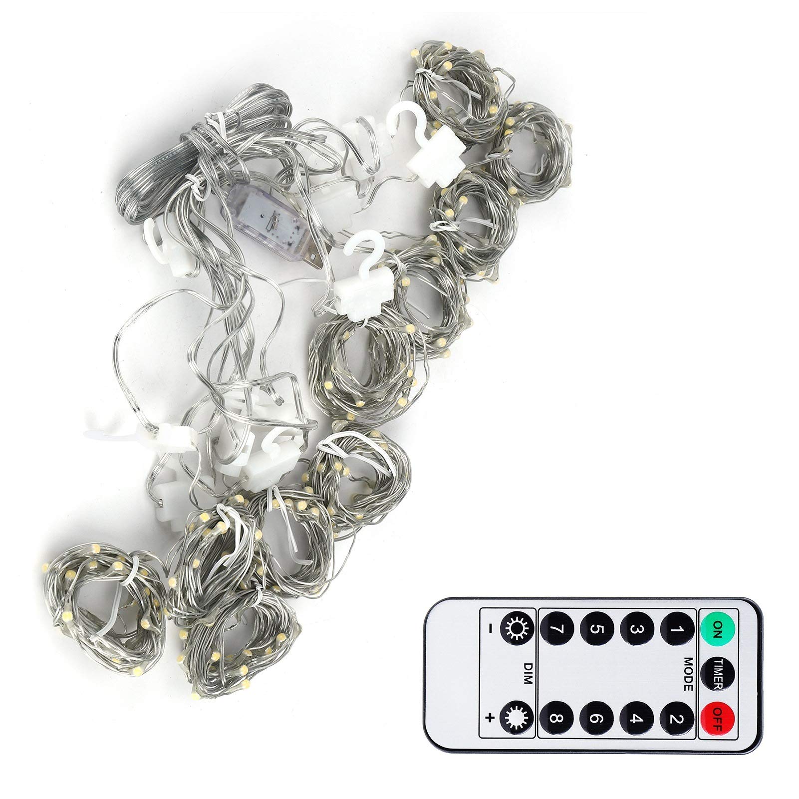 Fydun Guirlande Lumineuse Rideau 300LED 3x3m, avec USB et Télécommande, pour Intérieur/extérieur, Décorations de Mariage et de Fête