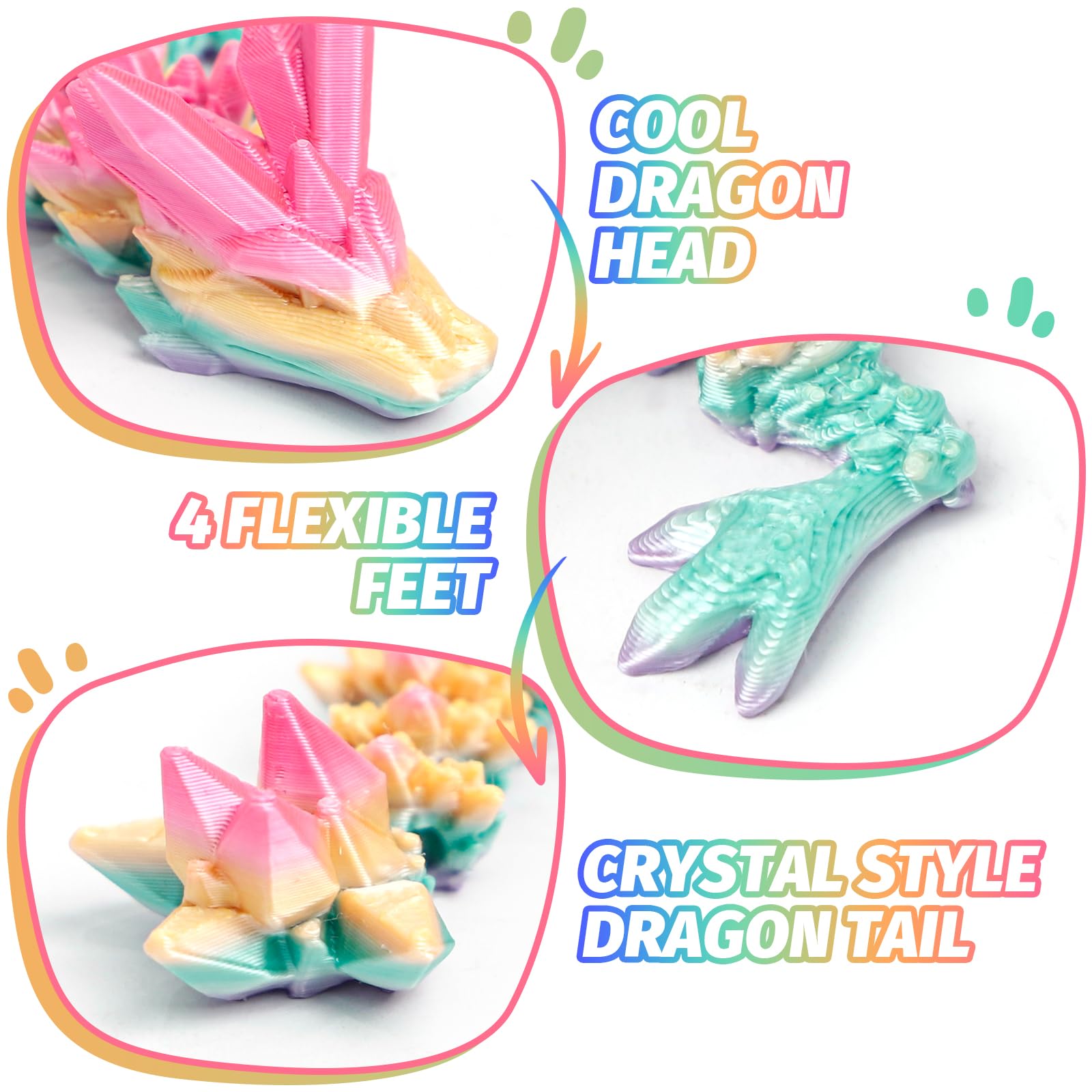 Huevos de dragón impresos en 3D de Flavery con dragón de cristal flexible en el interior, juguete para ansiedad colorido, regalo de cumpleaños, figura de escritorio - Huevo de dragón de Huevos de dragón impresos en 3D de Flavery con dragón de cristal flexible en el interior, juguete para ansiedad colorido, regalo de cumpleaños, figura de escritorio - Huevo de dragón de