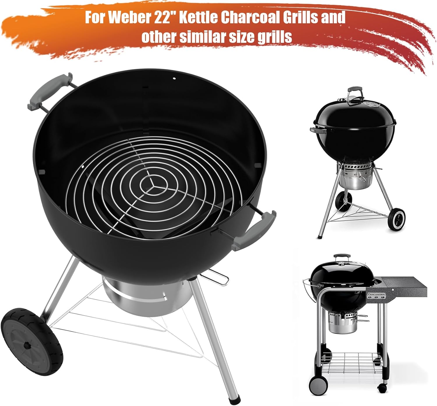 onlyfire Charcoal Grate Fire Grate, BBQ High Heat Charcoal Plate for Weber 22" Kettle Grills and Other Similar Size Grills