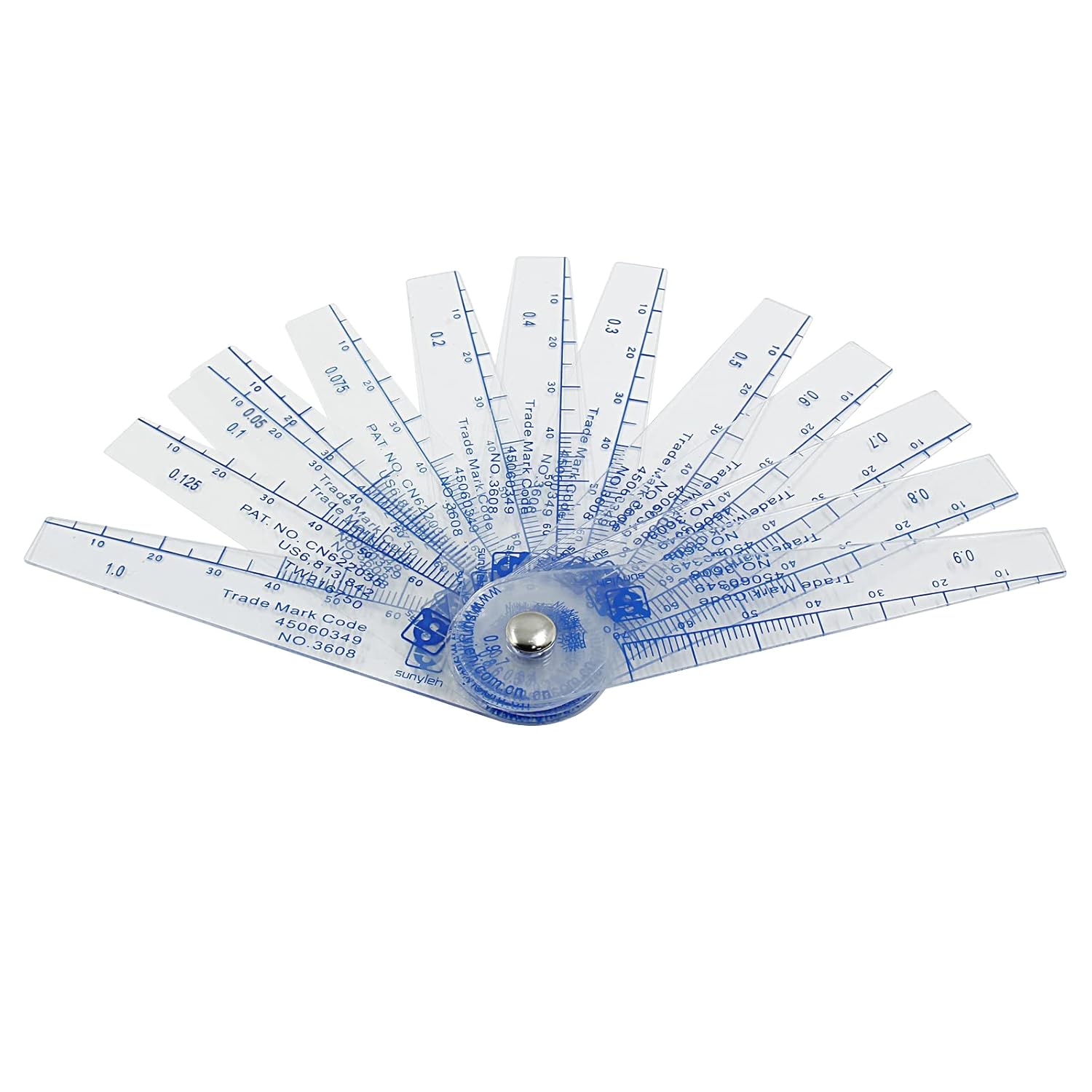 1 Pack Plastic Feeler Gauge 0.05-1mm Thickness Measuring Tools 13 in 1 Feeler Gauge for Measuring Gap