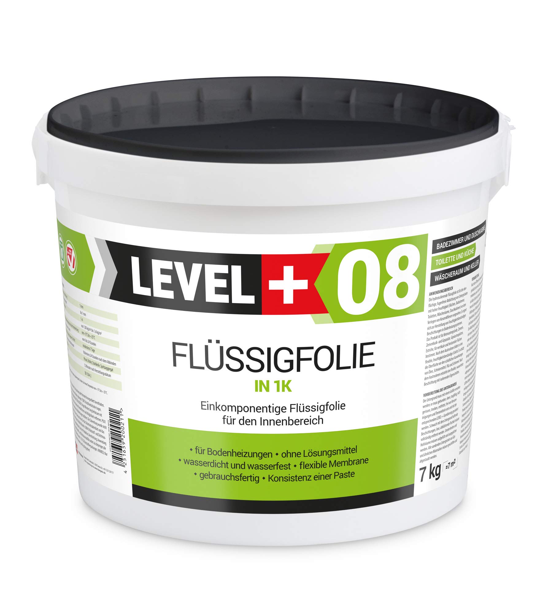 Dichtset Bandset Bad Dusche 7 Kg Flüssigfolie, 1L Tiefengrund, 5m Dichtband, 2 Innenecken, 1 Außenecke, 2 Wandmanschetten SET100