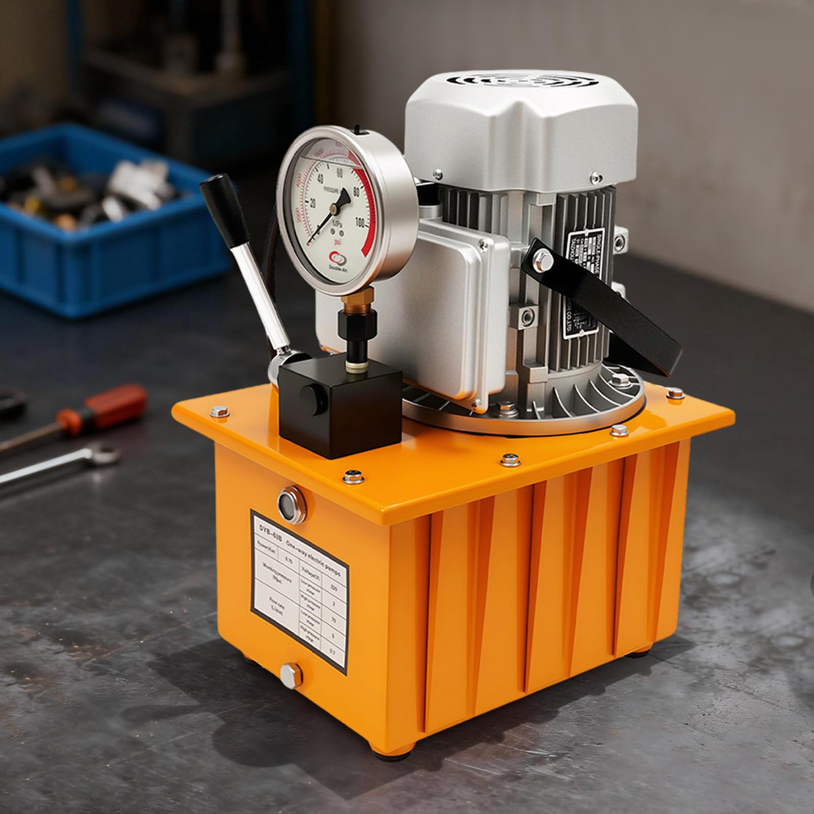 Bomba hidráulica eléctrica 750 W 220 V unidad hidráulica bomba electrohidráulica bomba electrohidráulica bomba 2 – 70 Mpa, depósito de combustible de 7 L, para elevación, impresión, flexión