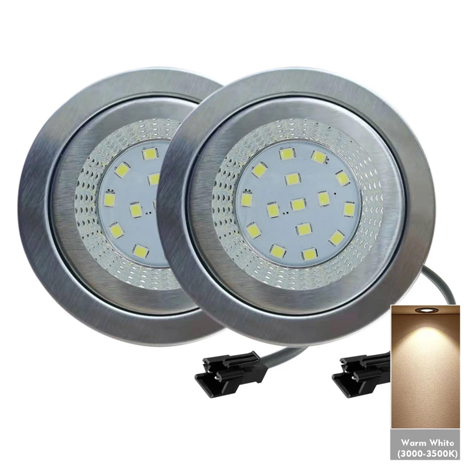2er-Pack DC 12 V Dunstabzugshaubenlampe, 1,5 W, LED, warmweiß 3000 K, mit SM-Stecker, Küchenhaubenleuchte, Rauchabzugsleuchte