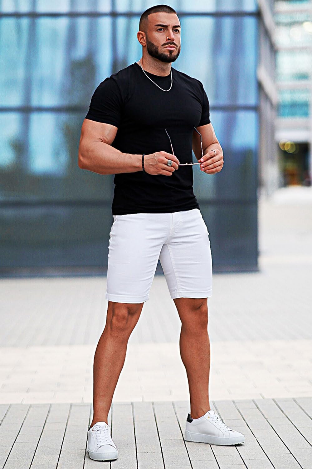 GINGTTO Denim Shorts Men Stretch Skinny Jean Shorts for Men - Image 4