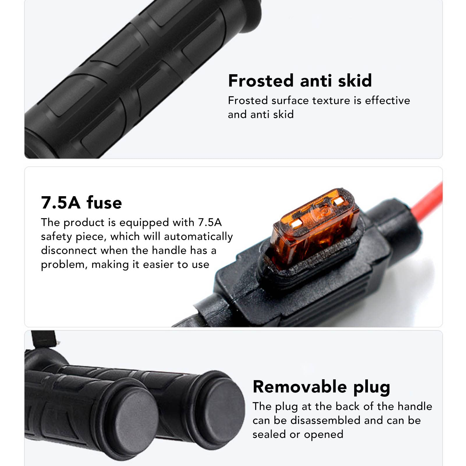 Oumefar 2 Mangos Calefactables para Motocicleta de 12 V, Empuñaduras de Manillar Calefactables Eléctricas Impermeables con Temperatura Ajustable para ATV, Diseño Integralmente