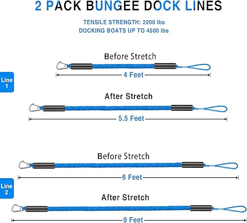 Miniatura 4 de Accesorios para barco de línea de muelle bungee - Pontón, moto acuática, accesorios de kayak con clip de acero inoxidable 316