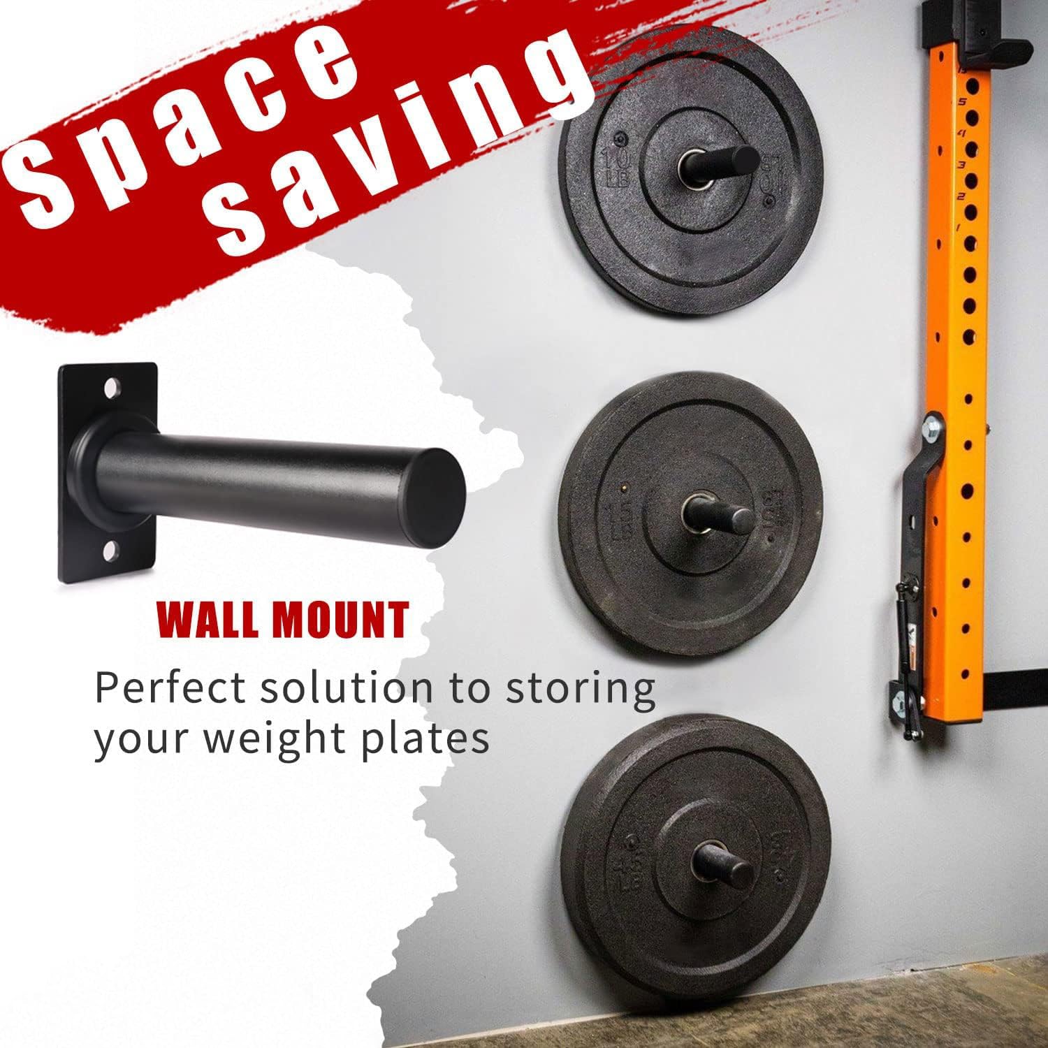 IRIS Fitness Wall Mounted Weight Plate Storage Rack for 2-Inch Plates 3