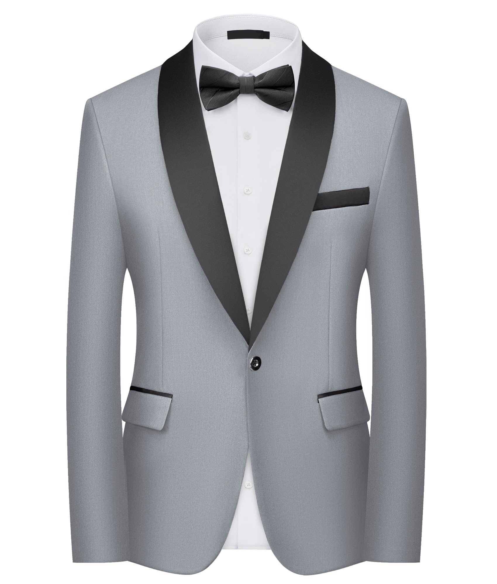 Blazer Homme Slim Fit 1 Bouton Revers Châle Veste de Costume Élégante pour Mariage Business Cérémonie Soirée