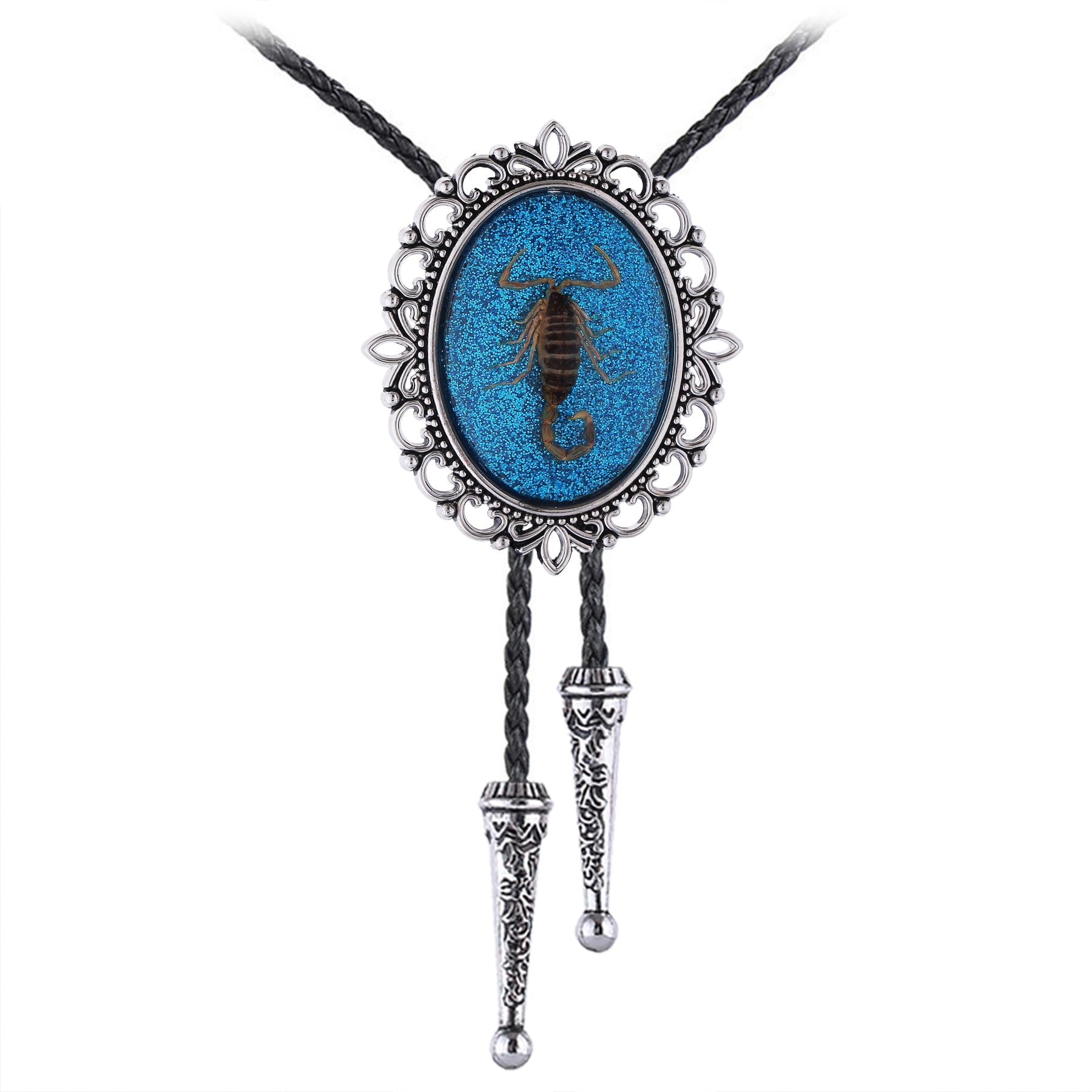 Jeilwiy Bolo Tie for Men Real Stone Westwern Cowboy Ties Silver Bolos Women Leather Necktie Gift for Birthday Christmas