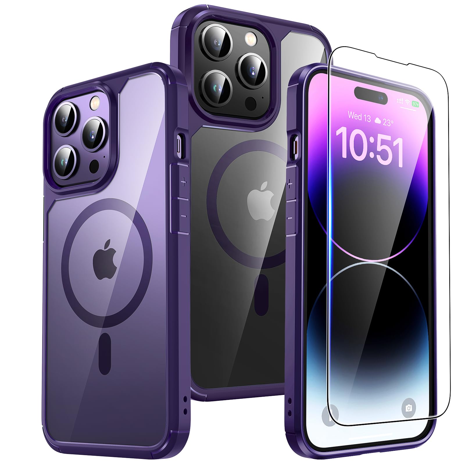 TAURI Funda para iPhone 13/iPhone 14, Compatible con MagSafe [No amarillea] con Vidrio Templado, Carcasa Nueva para iPhone 13/iPhone 14,Funda Ultra Fina antichoque - Transparente — view 19
