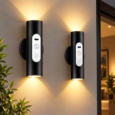 2 Stück LED Wandleuchte Innen Bewegungsmelder mit Fernbedienung