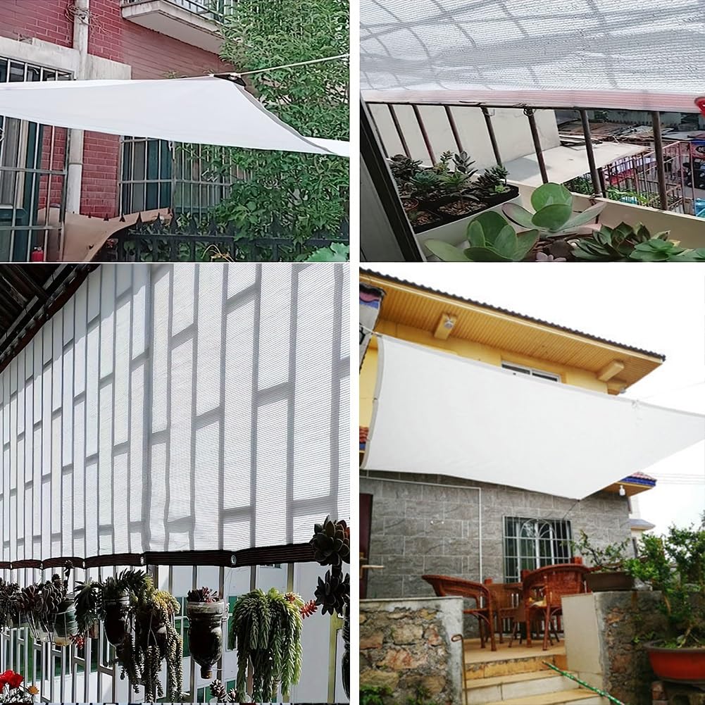 Wysokiej jakości tkanina z filtrem przeciwsłonecznym – 4,5 x 6 m, biała plandeka siatkowa z przelotkami, do ogrodu, na patio, do domu, ochrona roślin szklarniowych, dla psów
