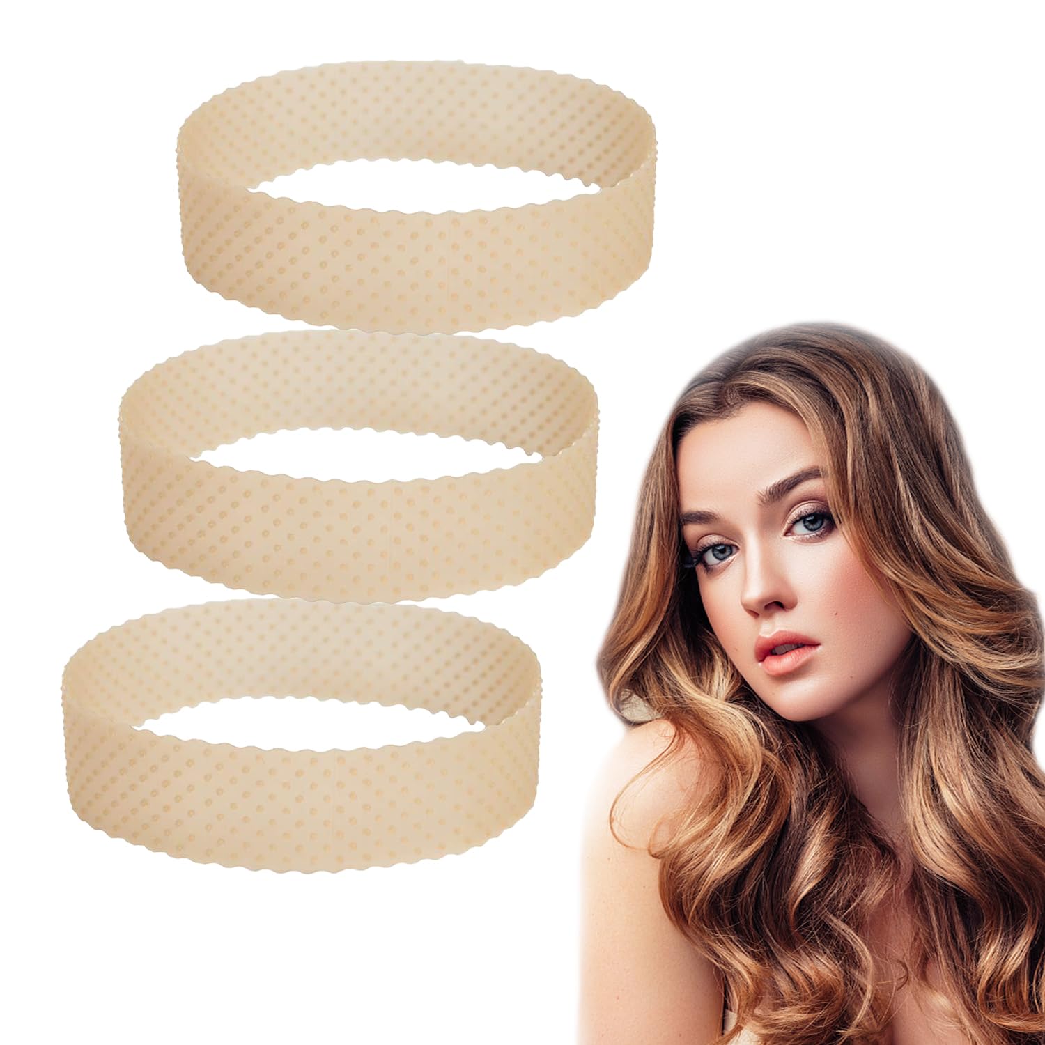 GEX - Fascia per parrucca con chiusura elastica regolabile, in velluto flessibile, antiscivolo, per parrucche (beige