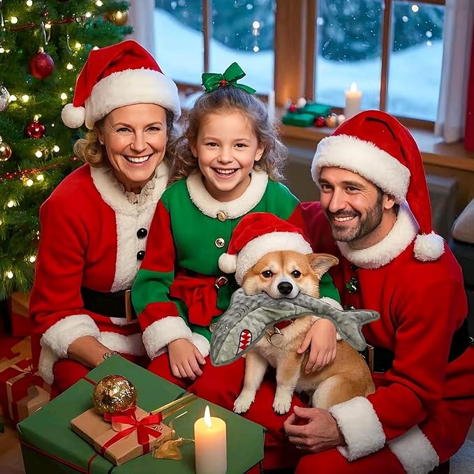 Juguete para Perro Mordible Squeaky Sin Relleno, Tiburón Gris miniatura 7