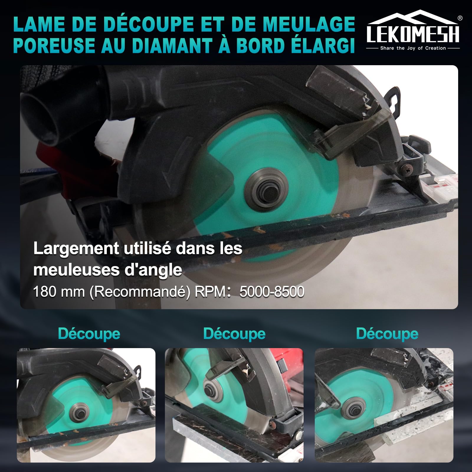 Disque diamant carrelage 180mm coupe verre diamant - lames diamantées pour granit, marbre, pierre, dalles roche et carrelage. Disque carrelage haute performance