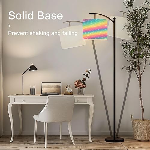 Miniatura 5 de Arc Floor Lamp Galaxy Fantasy Pastel Color Pastel Sky Rainbow Tall Standing Lamp Modern Dimmable with Remote Adjustable Drum Shade Footswitch for